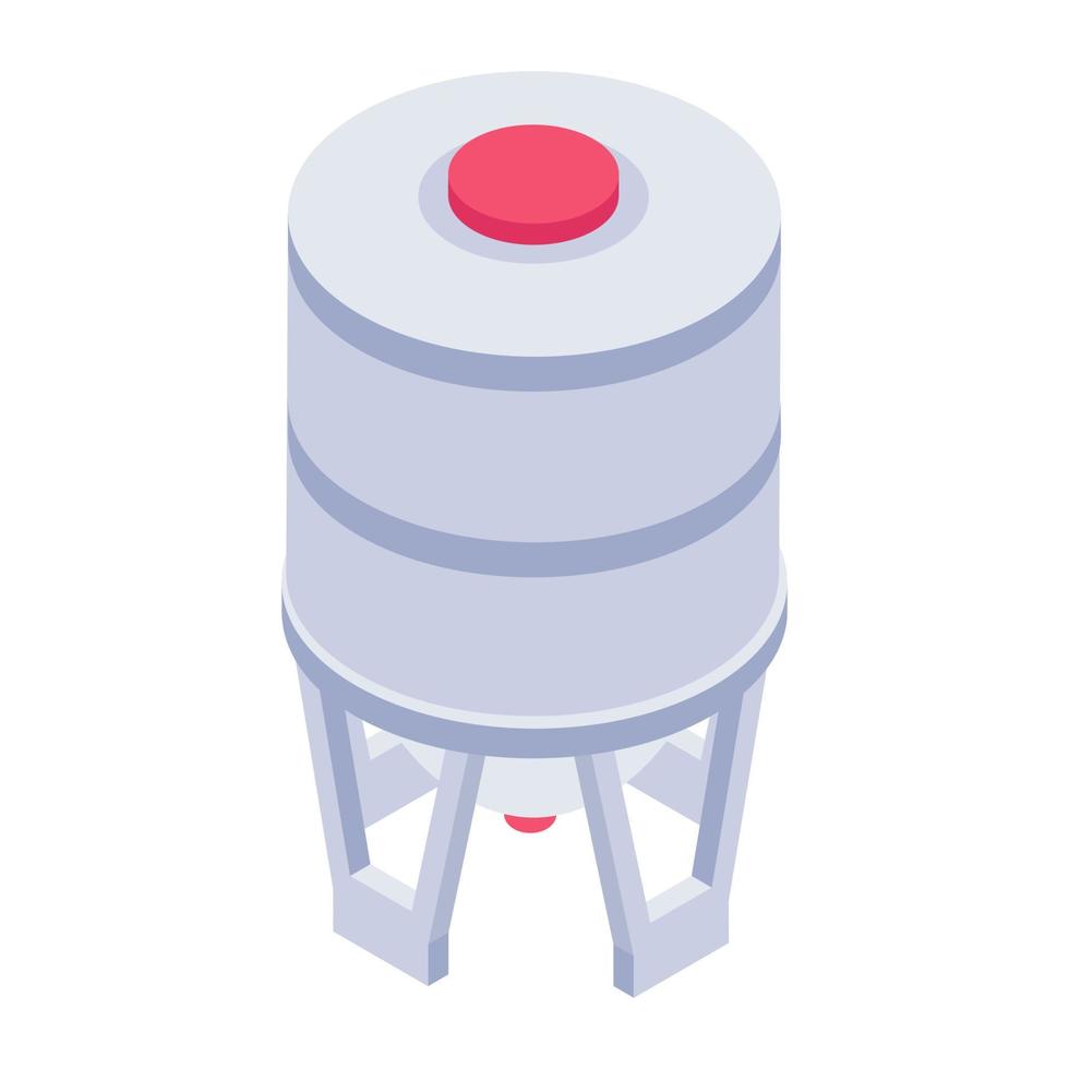 Liquid storage reservoir, isometric icon of wastewater plant vector