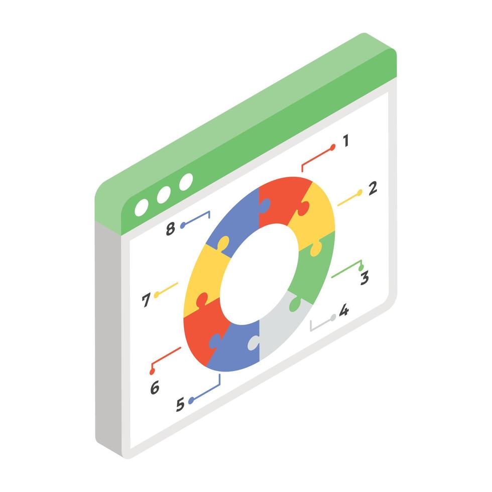 A vector of web analytics with circle chart, editable icon