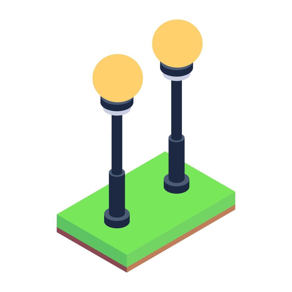 Editable isometric design of street lamp icon vector
