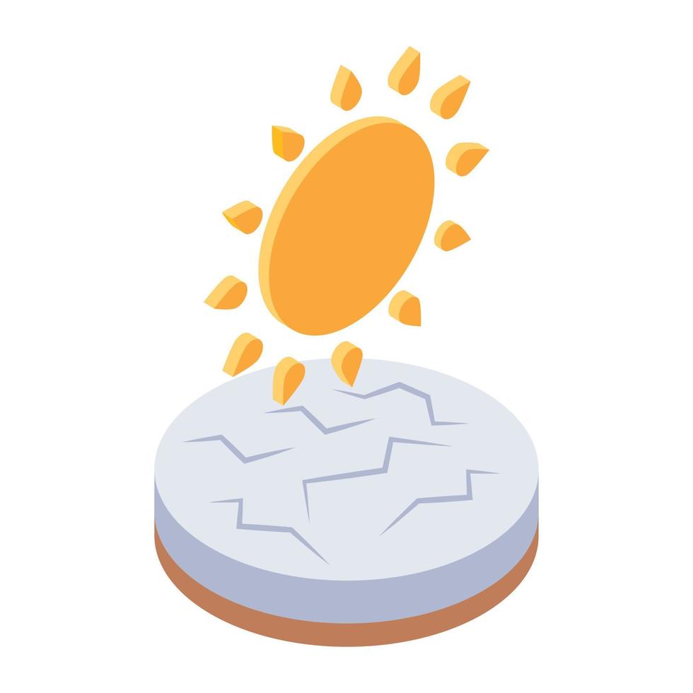 Climate changing concept, isometric icon on global warming vector