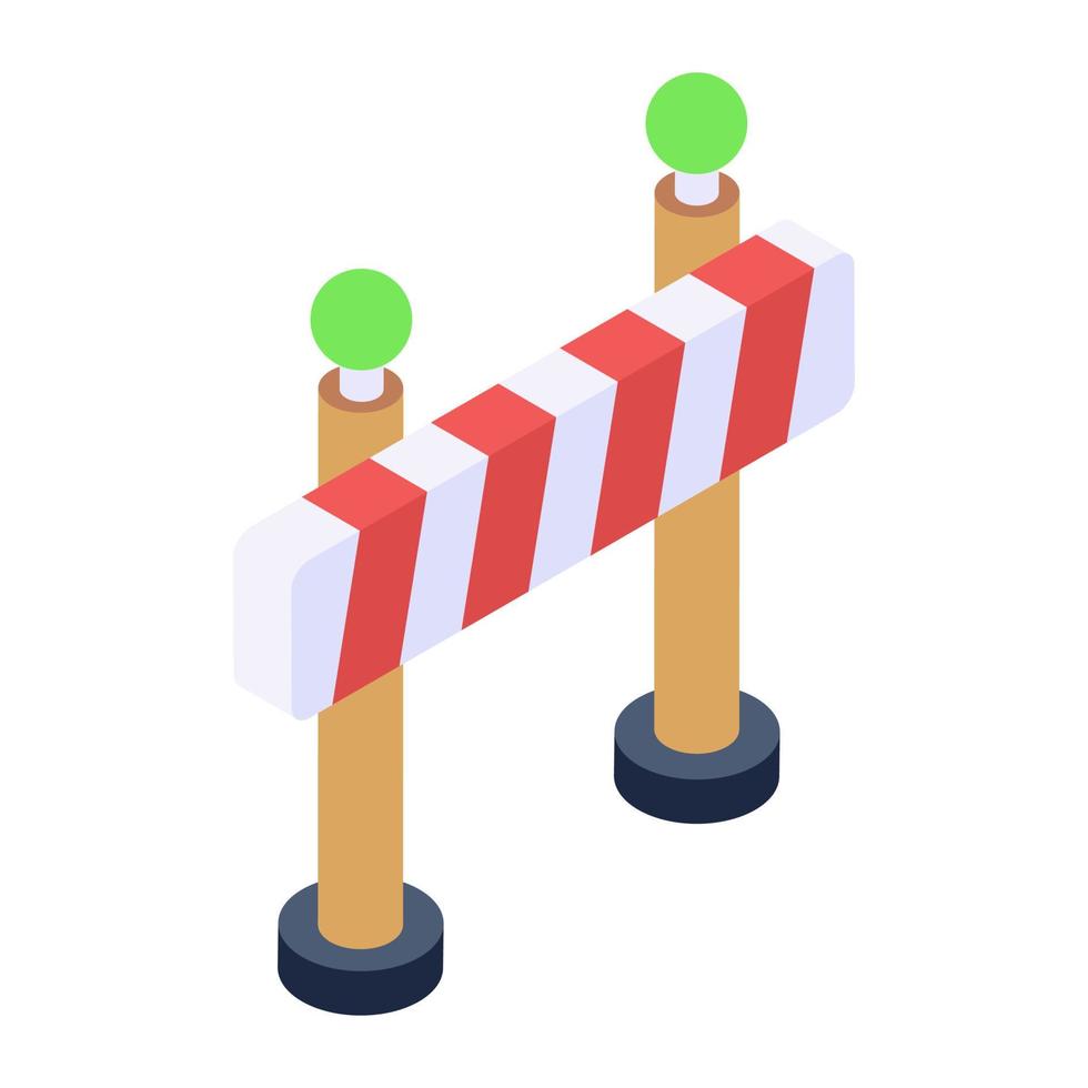 A road barrier icon in isometric vector style