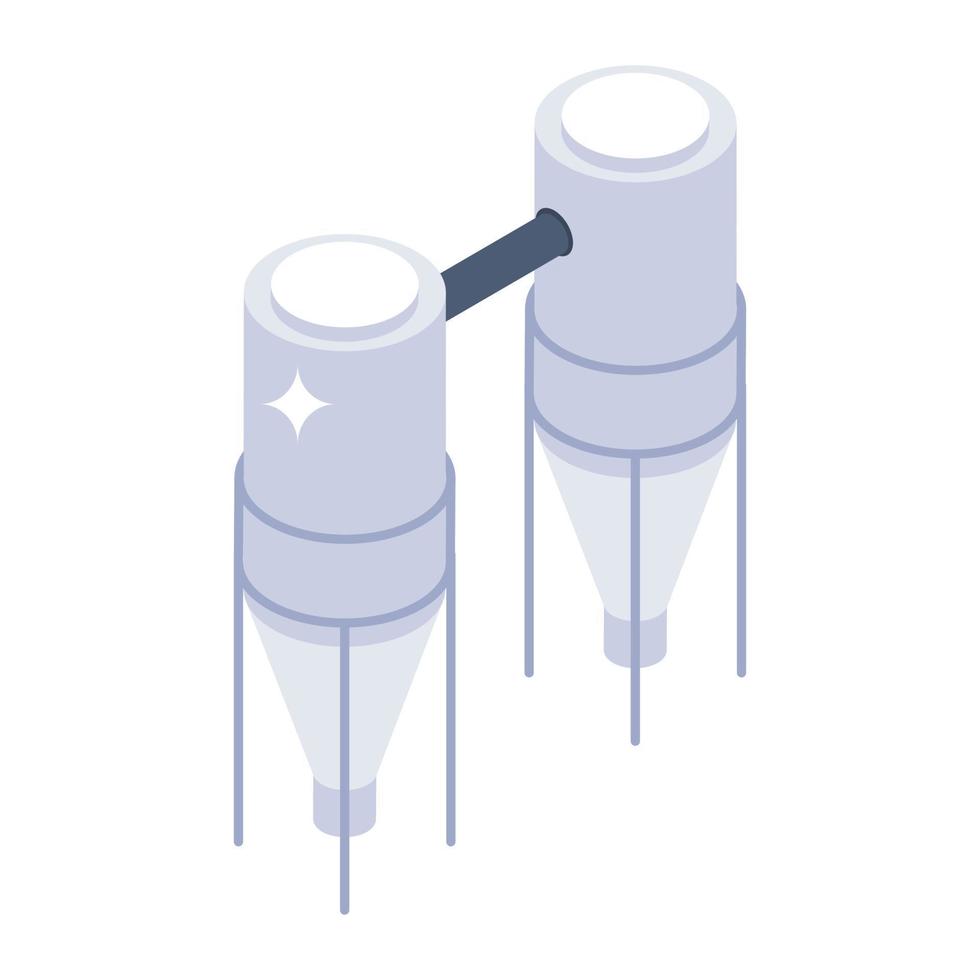 Liquid storage reservoir, isometric icon of water plant vector