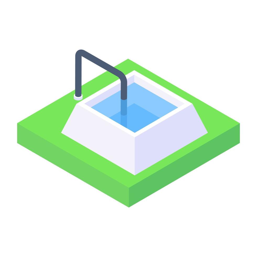 Isometric icon of water plant, aquifer storage concept vector