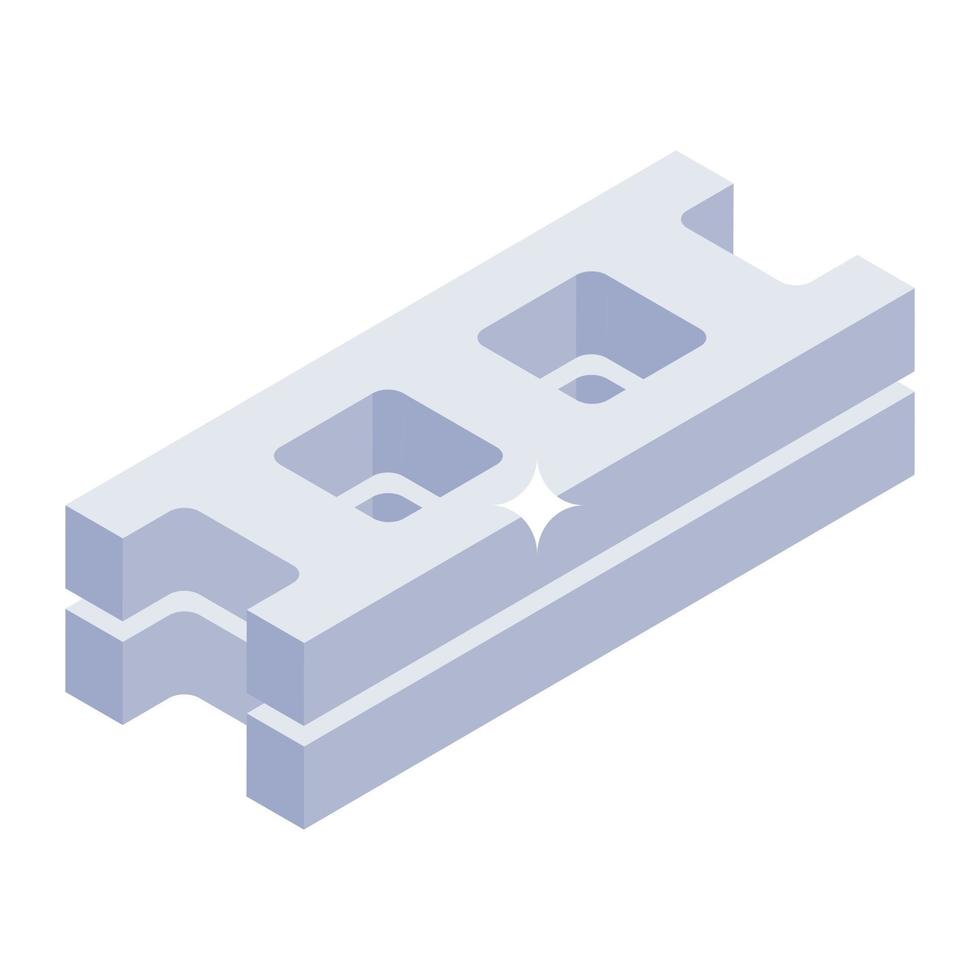 Isometric icon of concrete product, concrete bricks vector