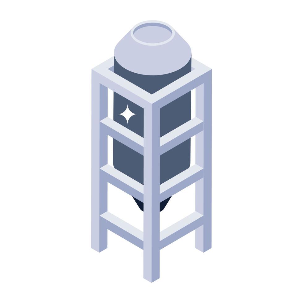 Liquid storage reservoir, isometric icon of wastewater plant vector