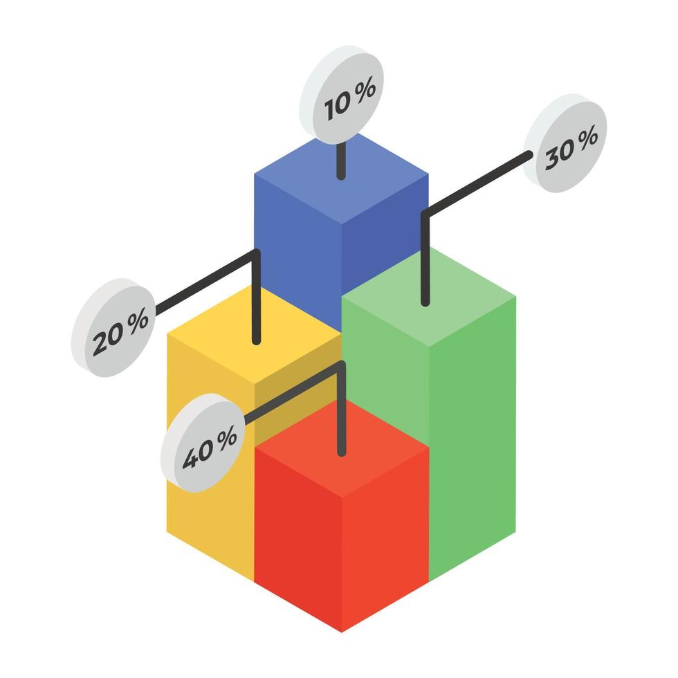 A trendy icon of percentage graph vector