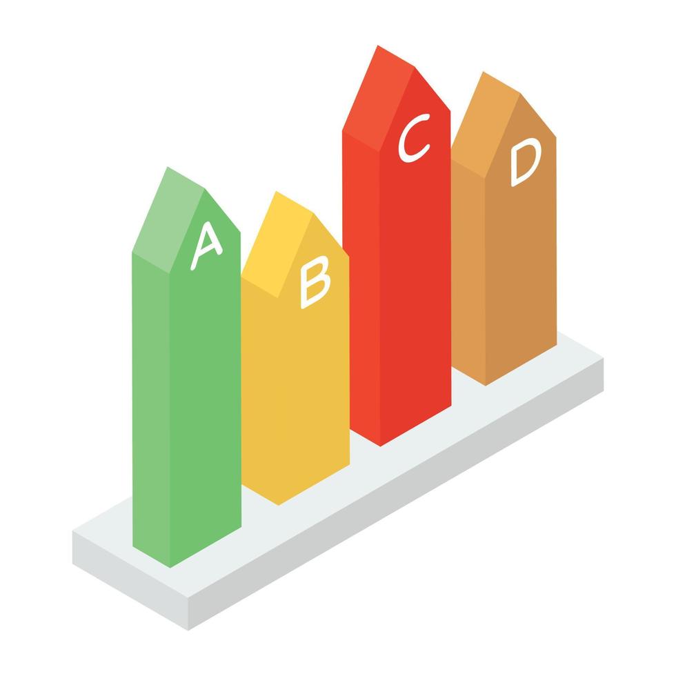 Up arrows infographic, arrows graph isometric icon vector