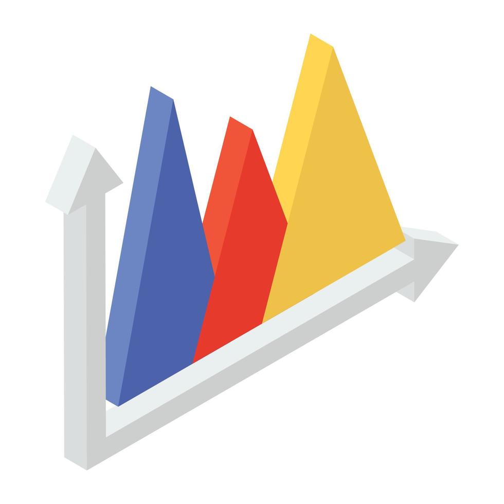 Up arrows infographic, arrows graph isometric icon vector