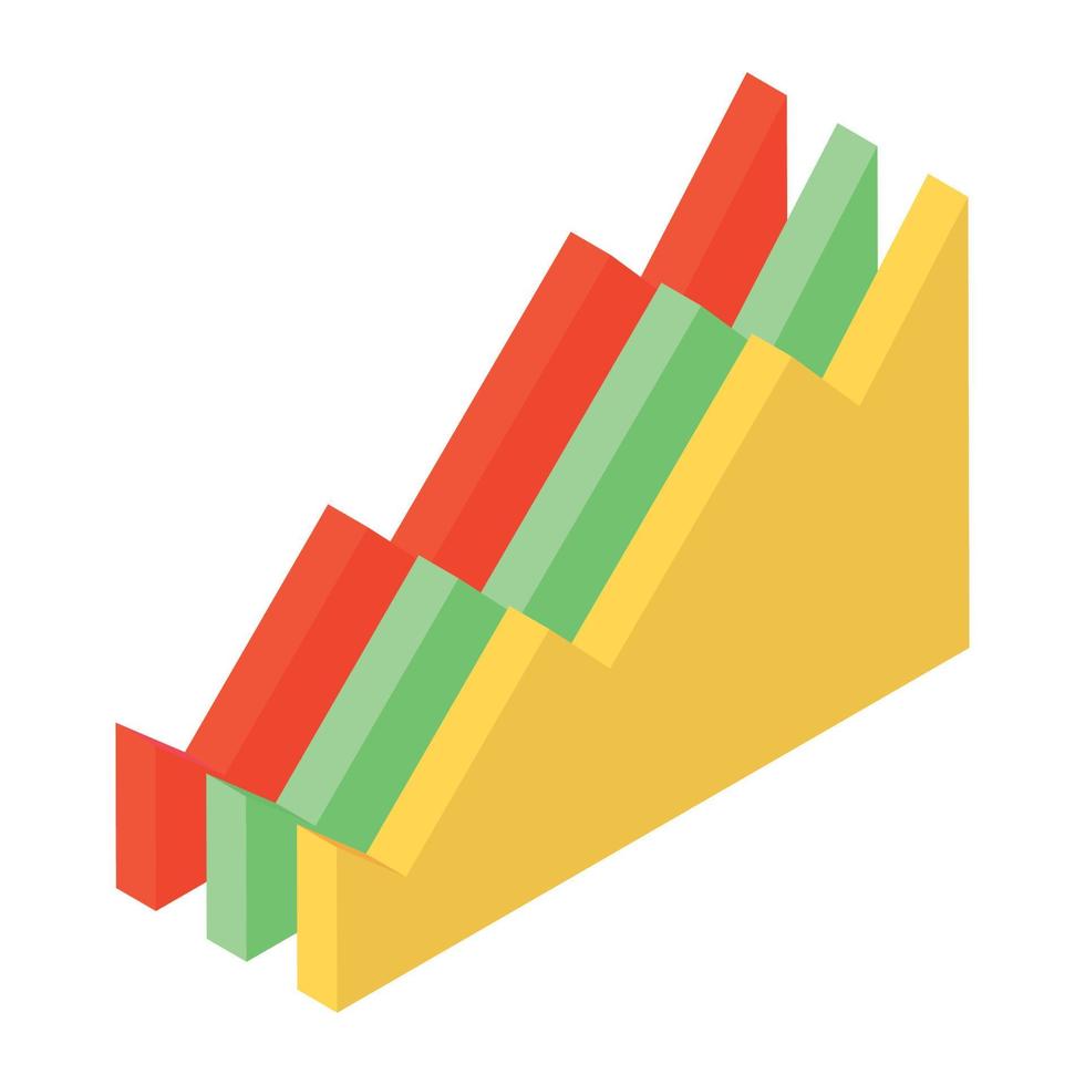 A mountain chart isometric icon vector