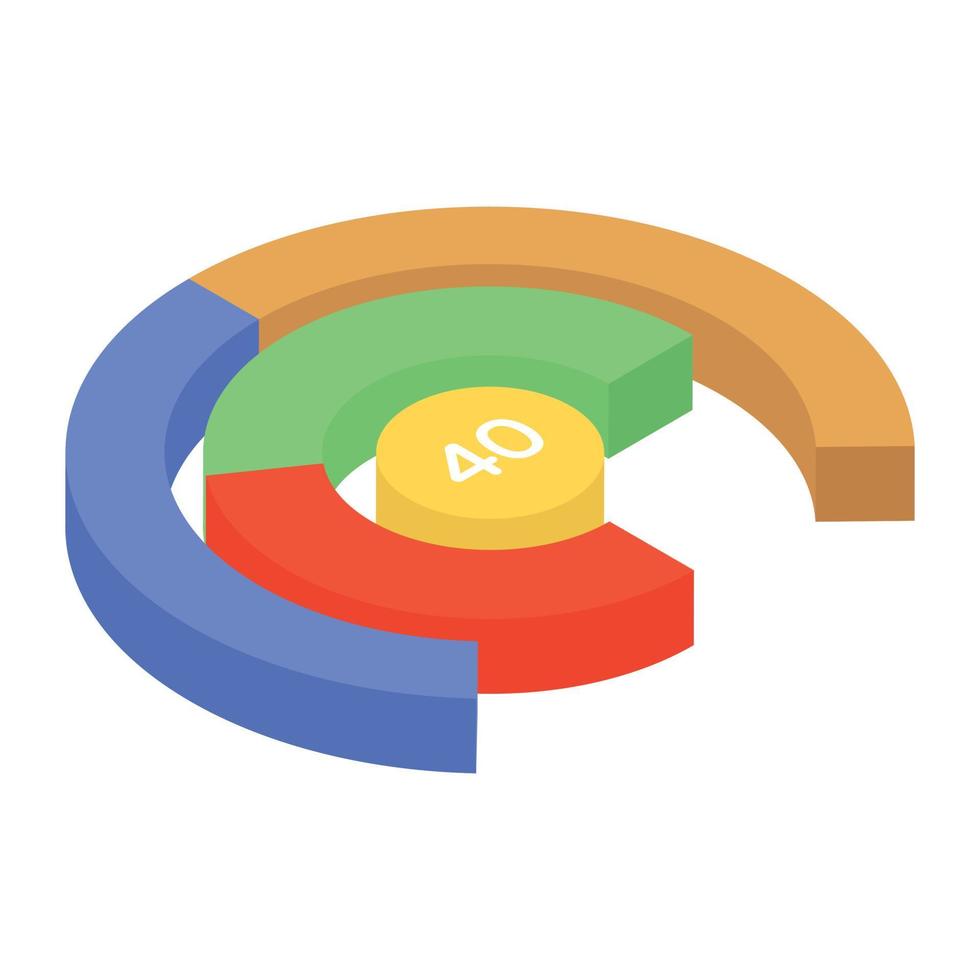 An isometric icon denoting business data vector