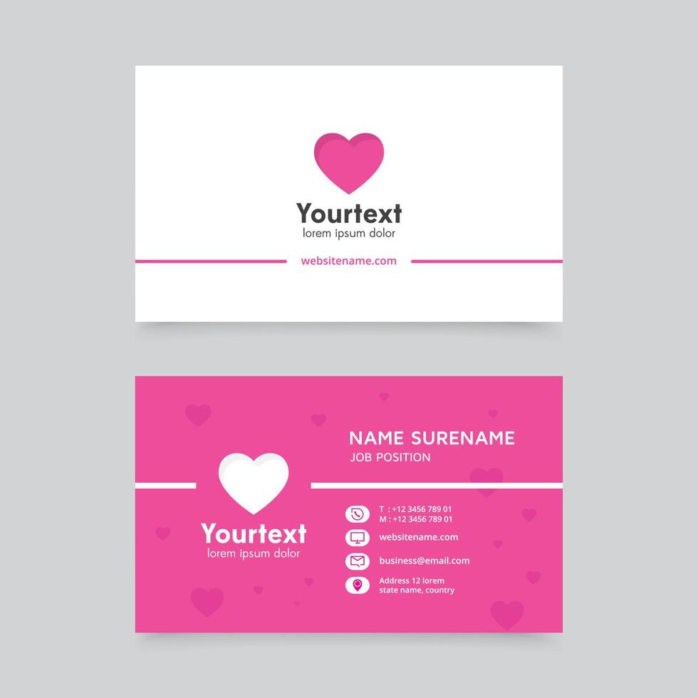 Business card template with hearth symbol vector