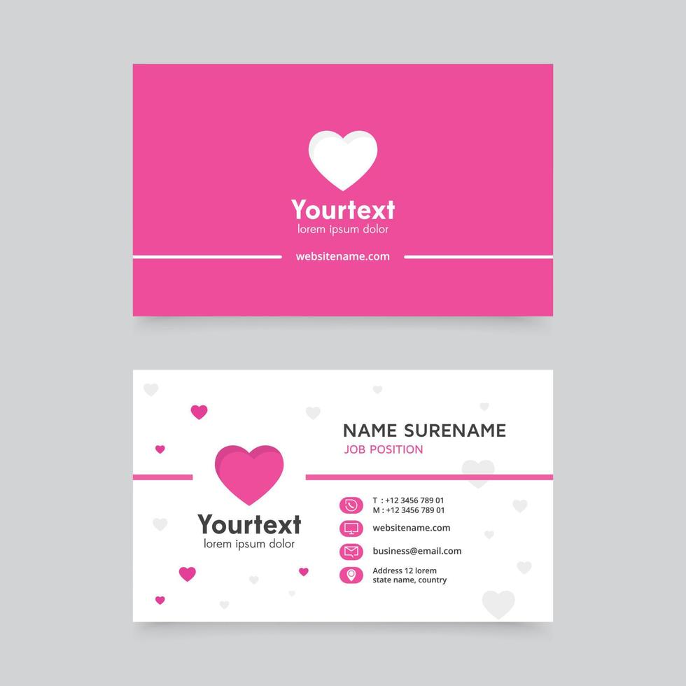 Business card template with hearth symbol vector