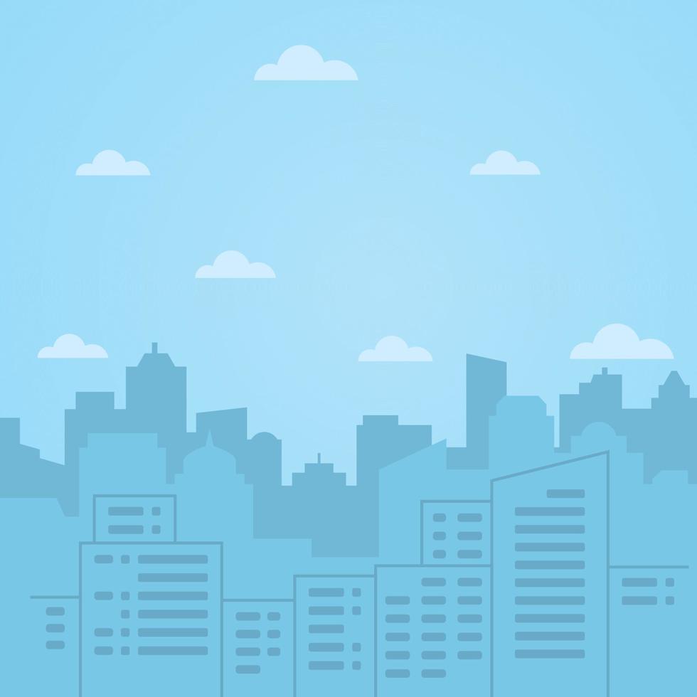 City skyline illustration. Urban landscape. Flat line vector illustration of modern city background