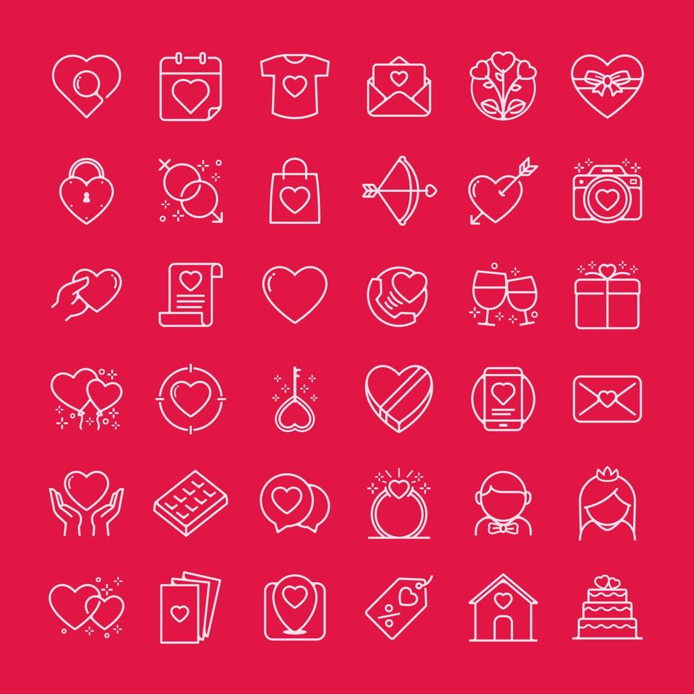 conjunto de iconos de vector romántico