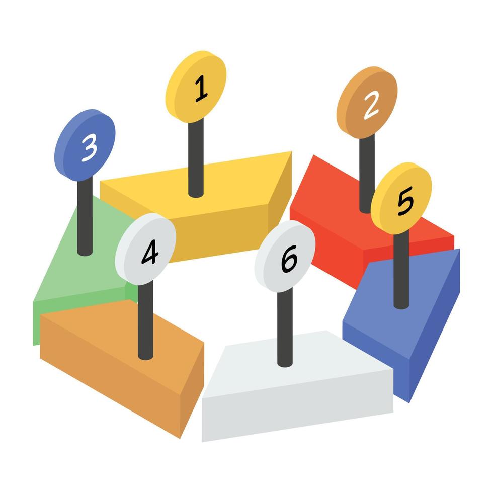 A pie information denoting data graph in isometric icon vector