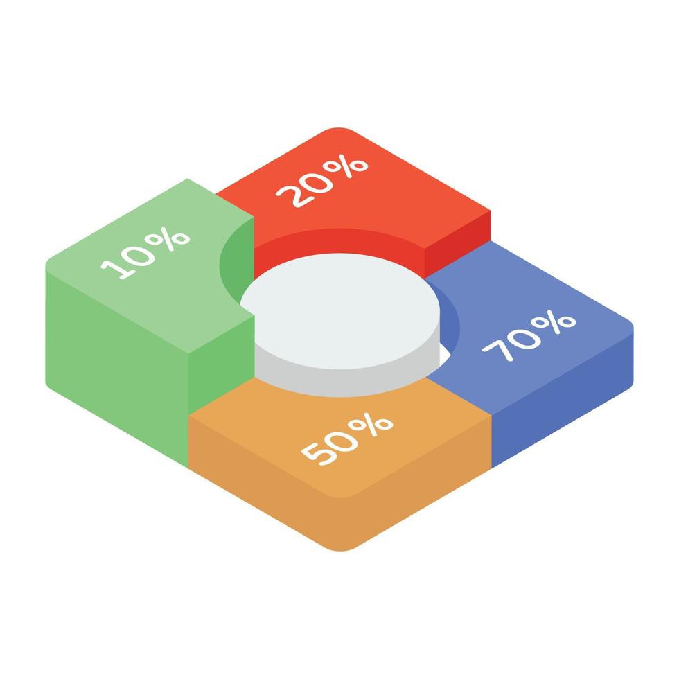 Percentage inside jigsaw, puzzle chart infographic vector