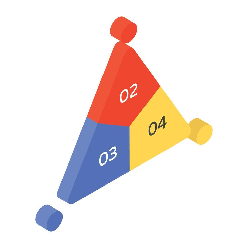 An infographic showing triangle chart in isometric icon vector