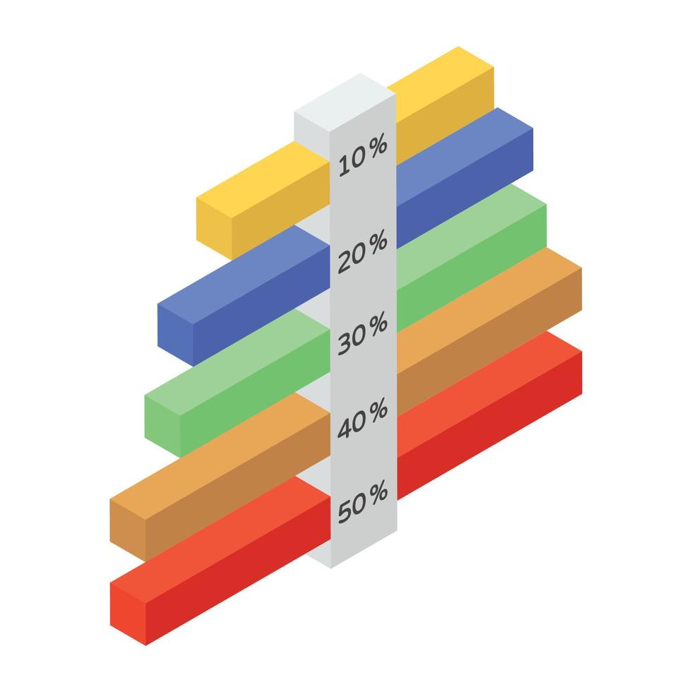 Modern isometric icon of population pyramid chart vector