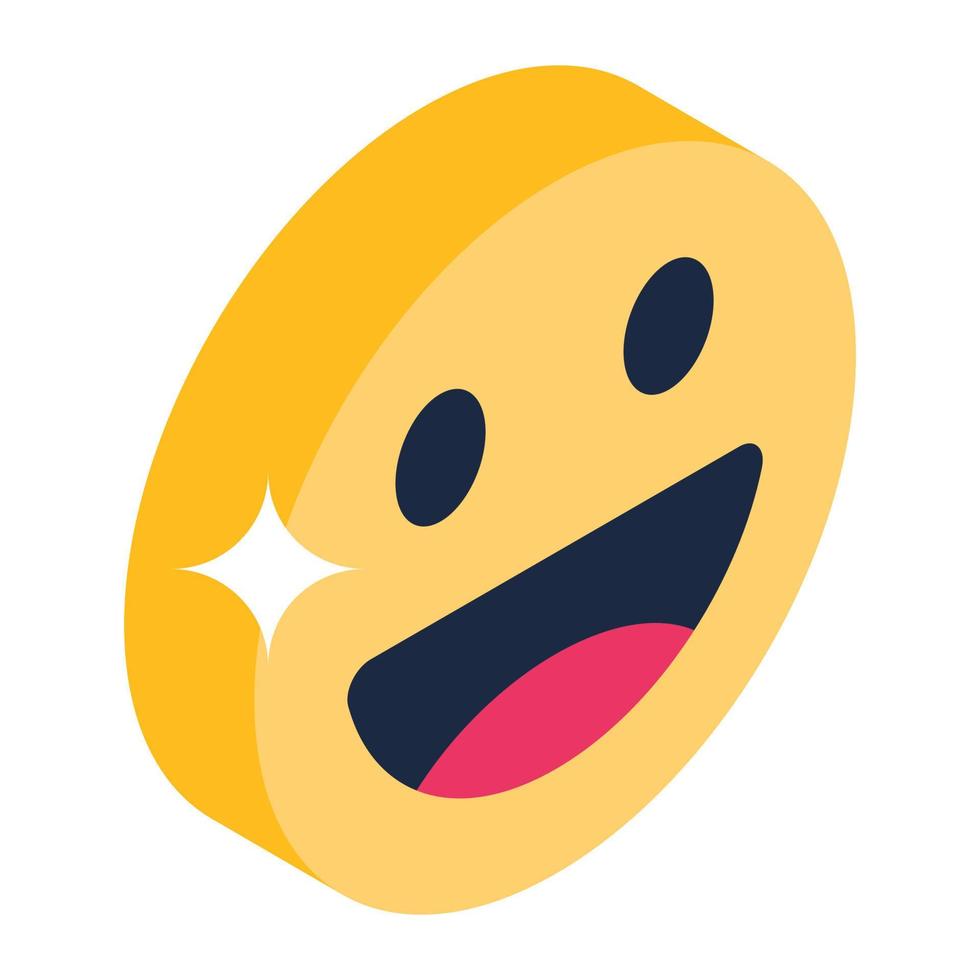 Happy emoticon icon, trendy isometric vector of facial expression