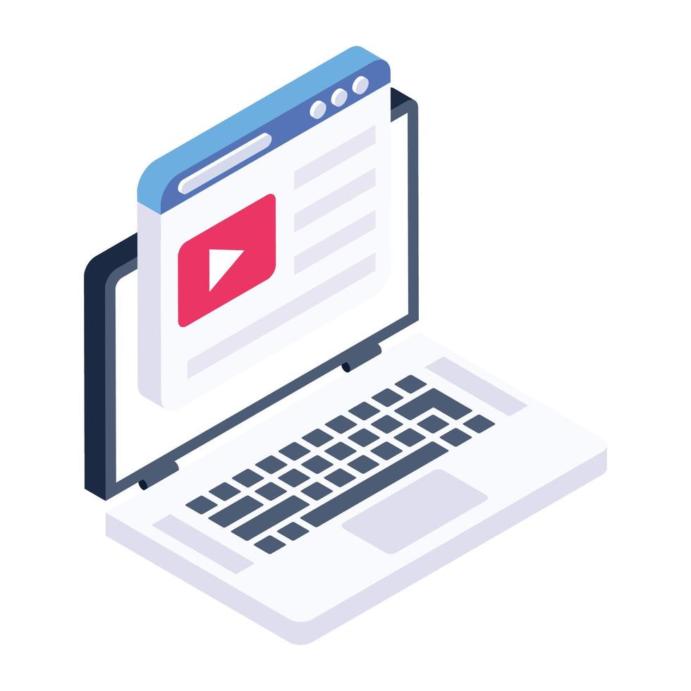 Website video icon in modern isometric style vector