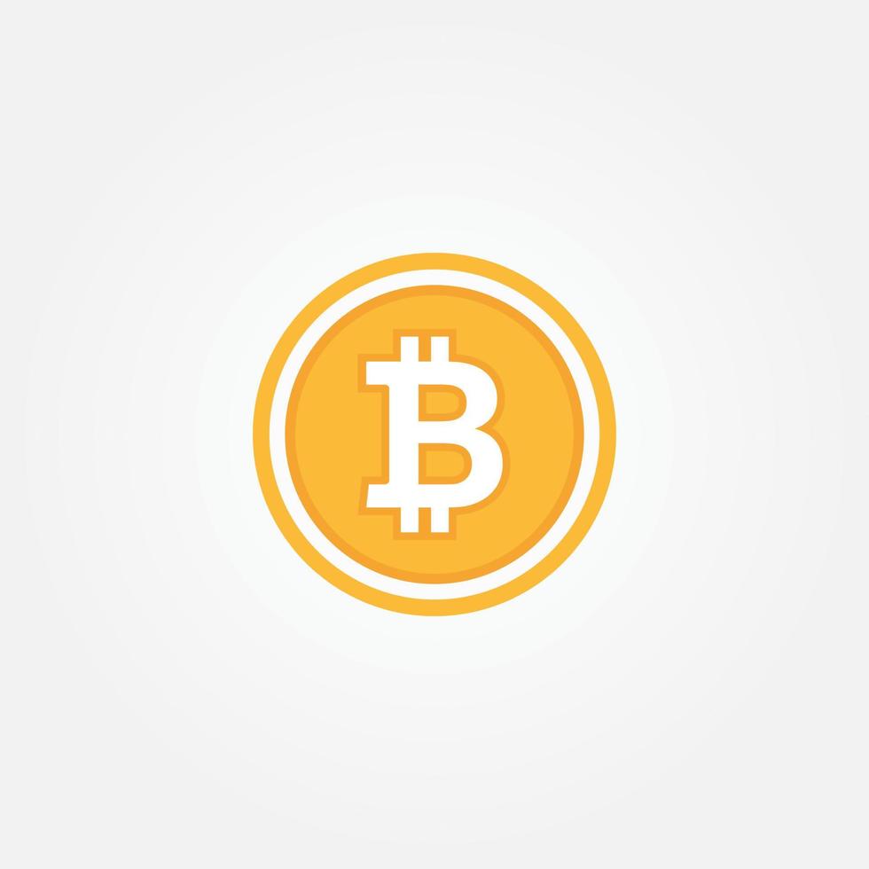 Bitcoin symbol in flat design vector. Bitcoin coin on black background. Cryptocurrency vector illustration