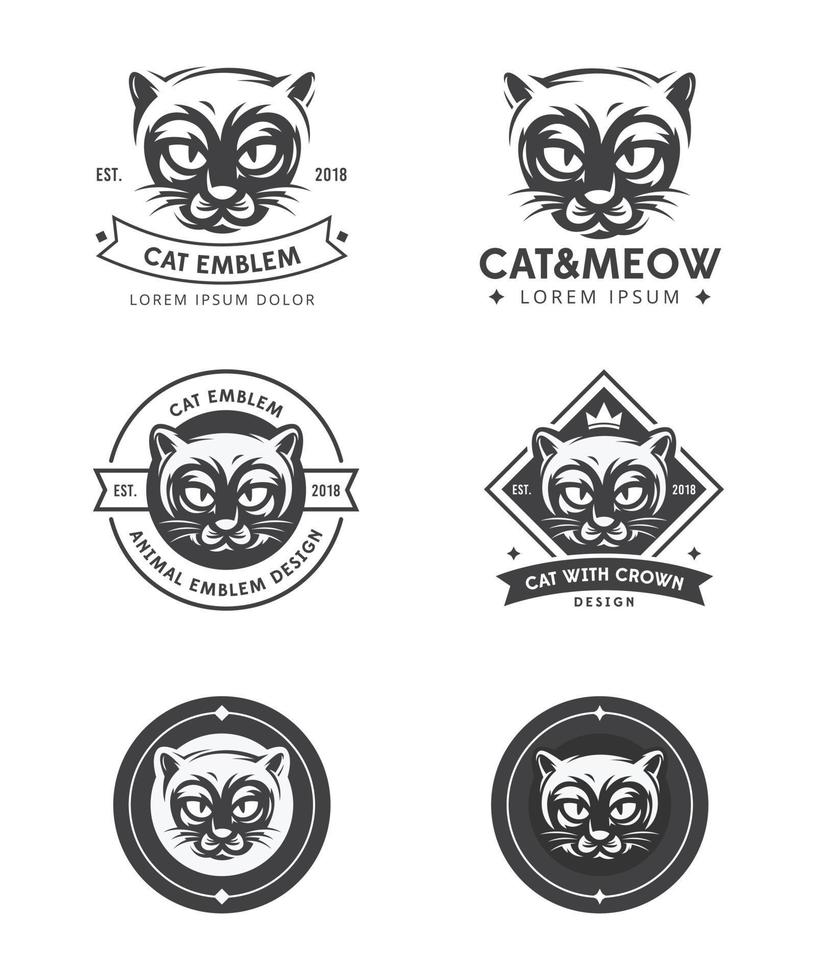 Set of Cat head logo design vector