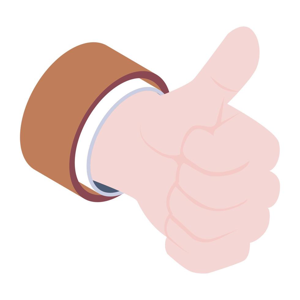 An icon of thumbs up in editable design vector