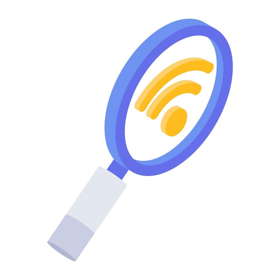 An icon of search wifi in isometric design vector