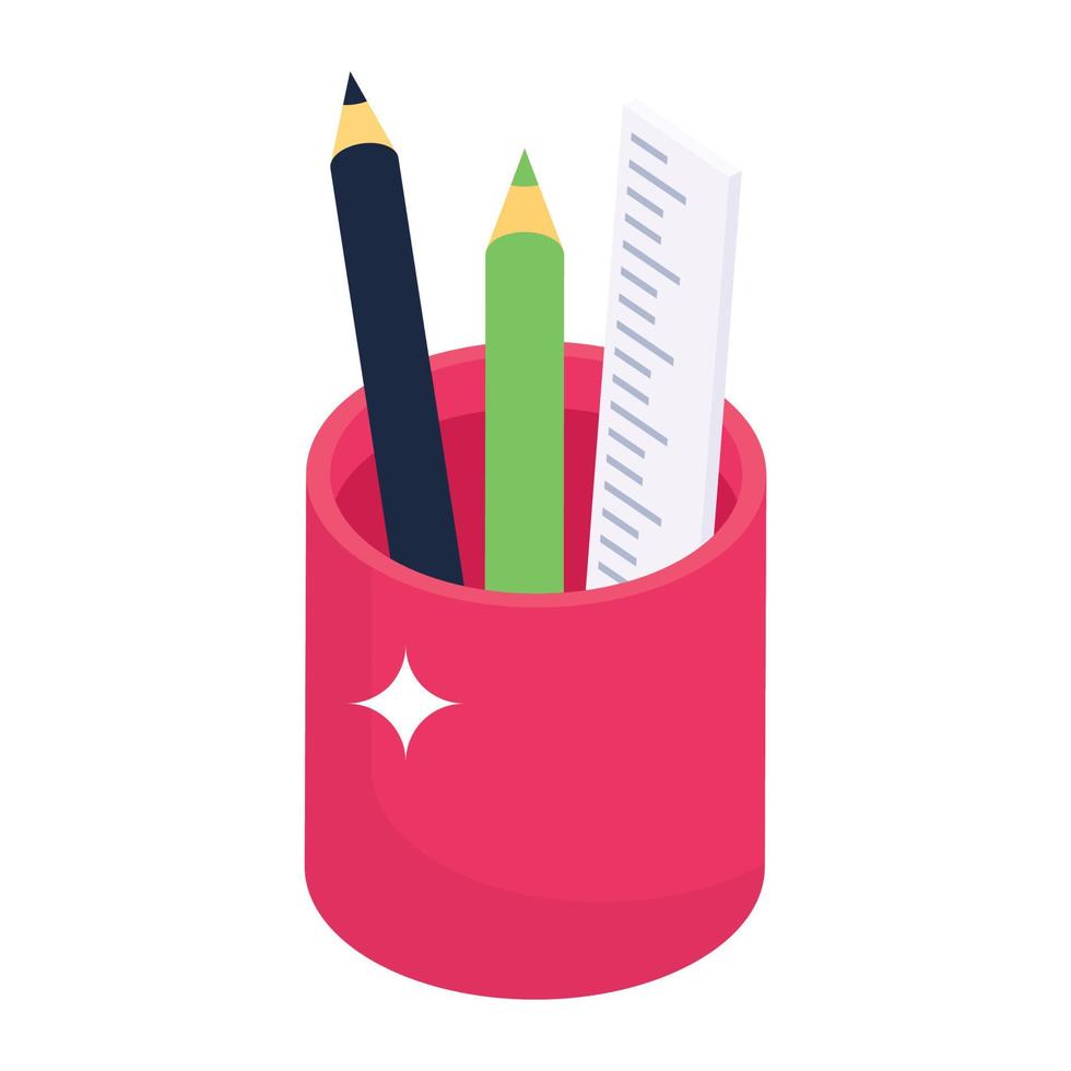 Pencil case vector, icon of pencil stand in editable style vector