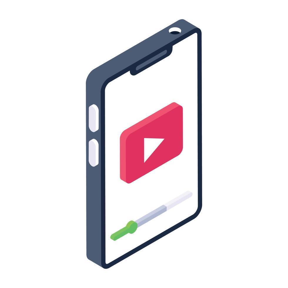 Mobile video vector in isometric style