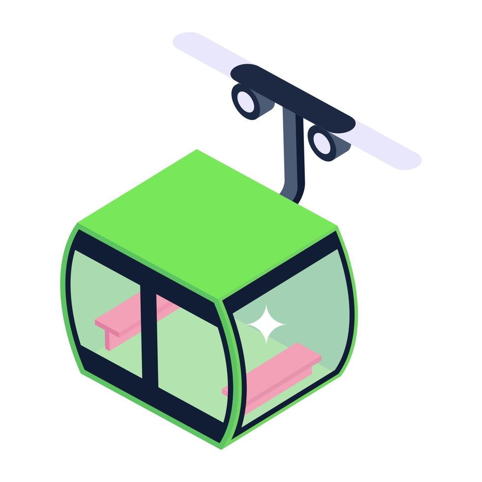 Cable car icon showing the concept of adventure, editable isometric vector