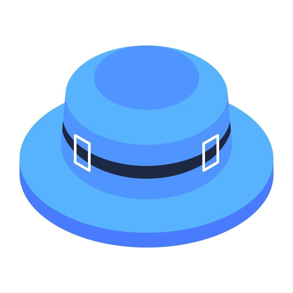 A beautiful beach hat perfect for summers, editable isometric vector