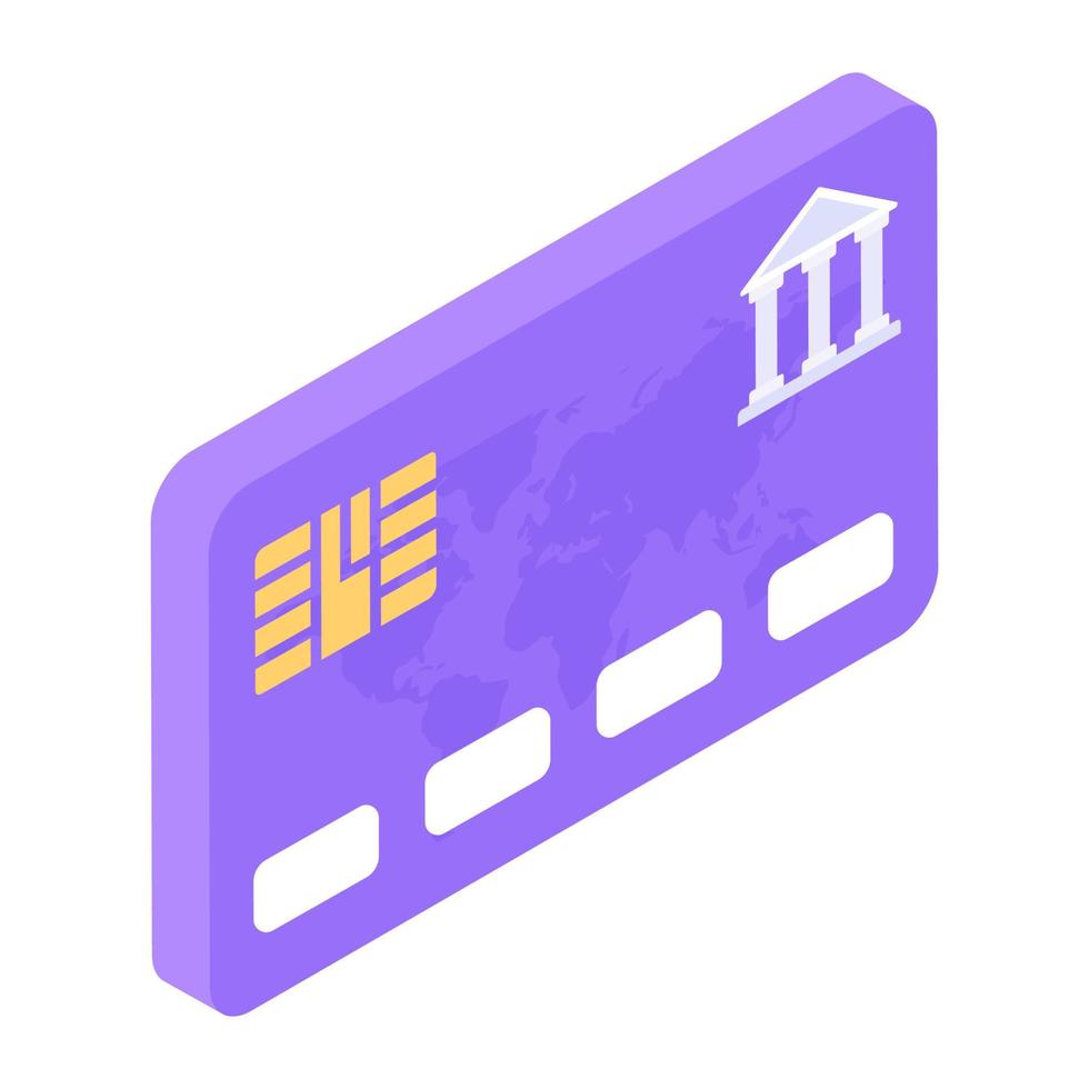 A smart bank card, modern isometric vector