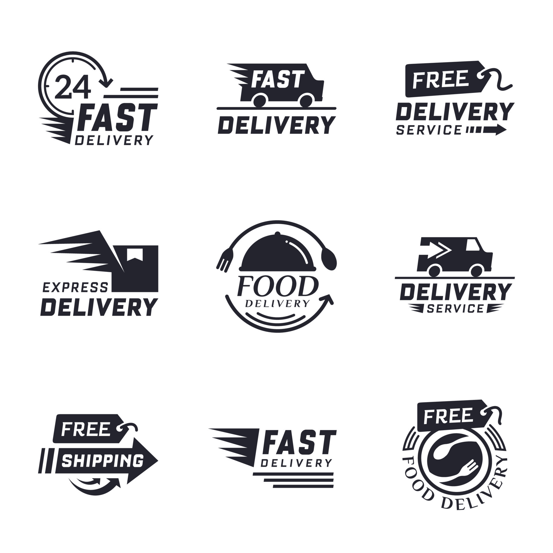 Set of delivery labels for online shopping. Worldwide ...