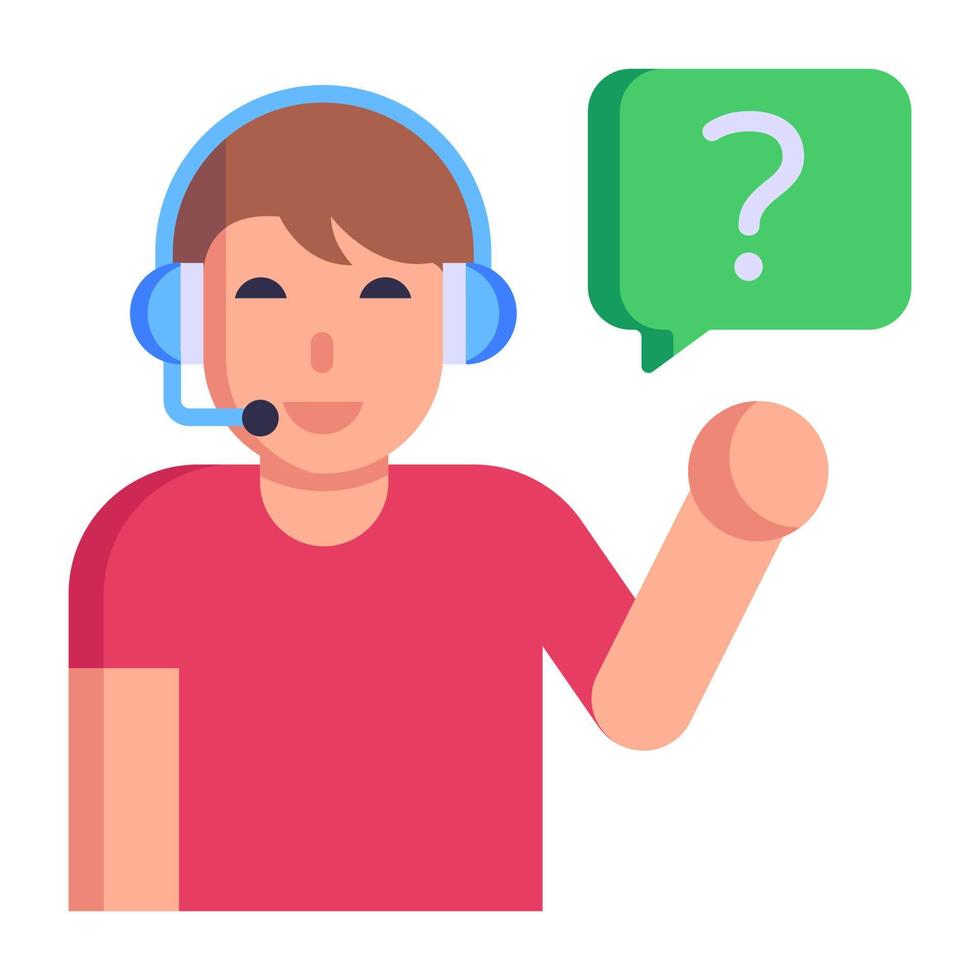 A trendy flat icon of person with chat bubble vector
