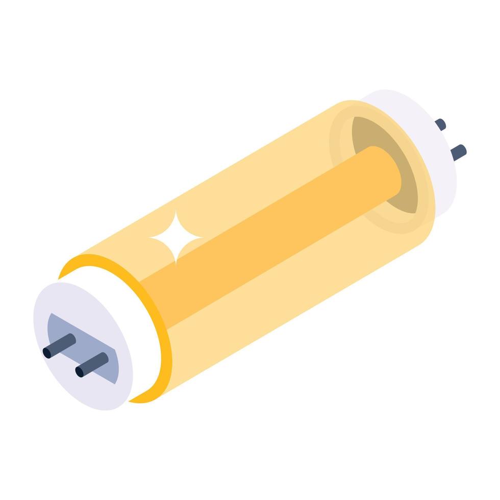 Isometric icon of tube light, wall horizontal light vector