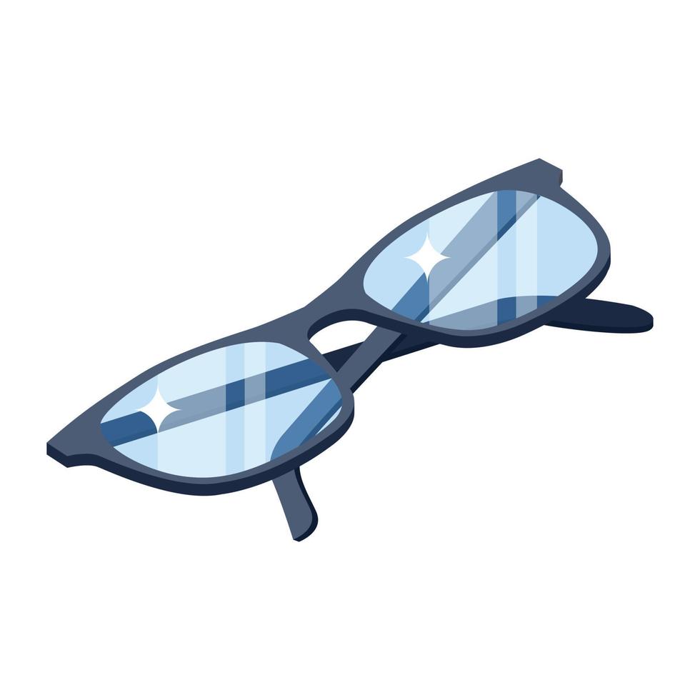 Icon of protective eyewear, folded spectacles vector in isometric style