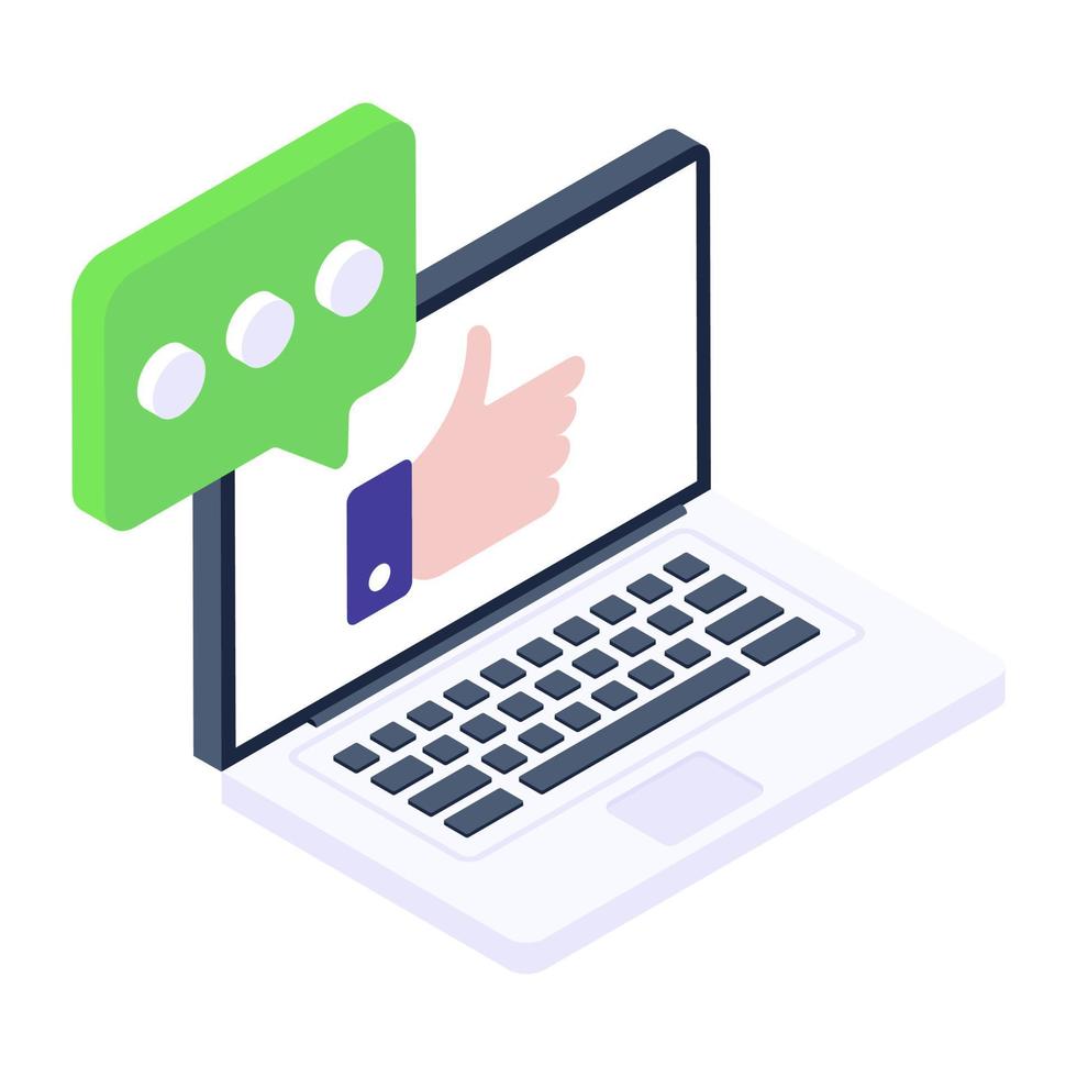 Customers feedback with a positive review in an isometric icon vector