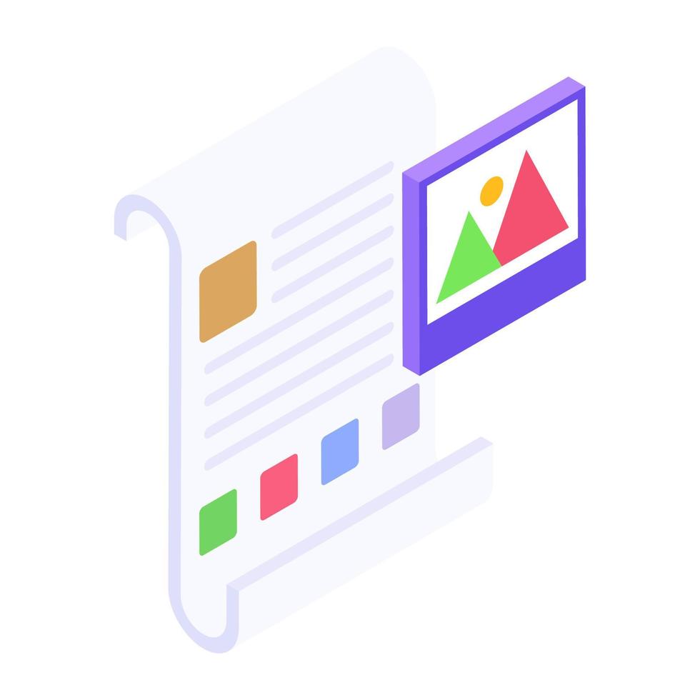 An icon design of content, isometric vector
