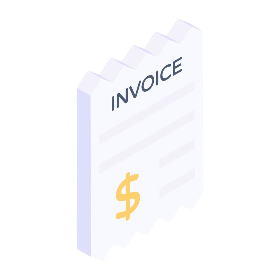 Invoice icon in isometric style, editable vector