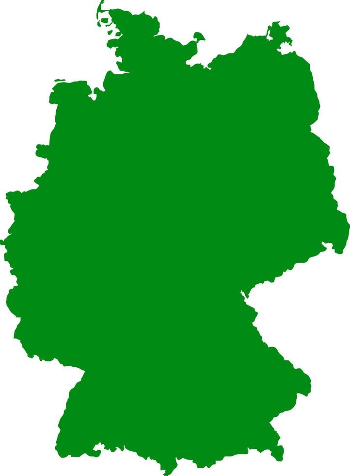 Green colored Germany outline map. Political german map. Vector illustration