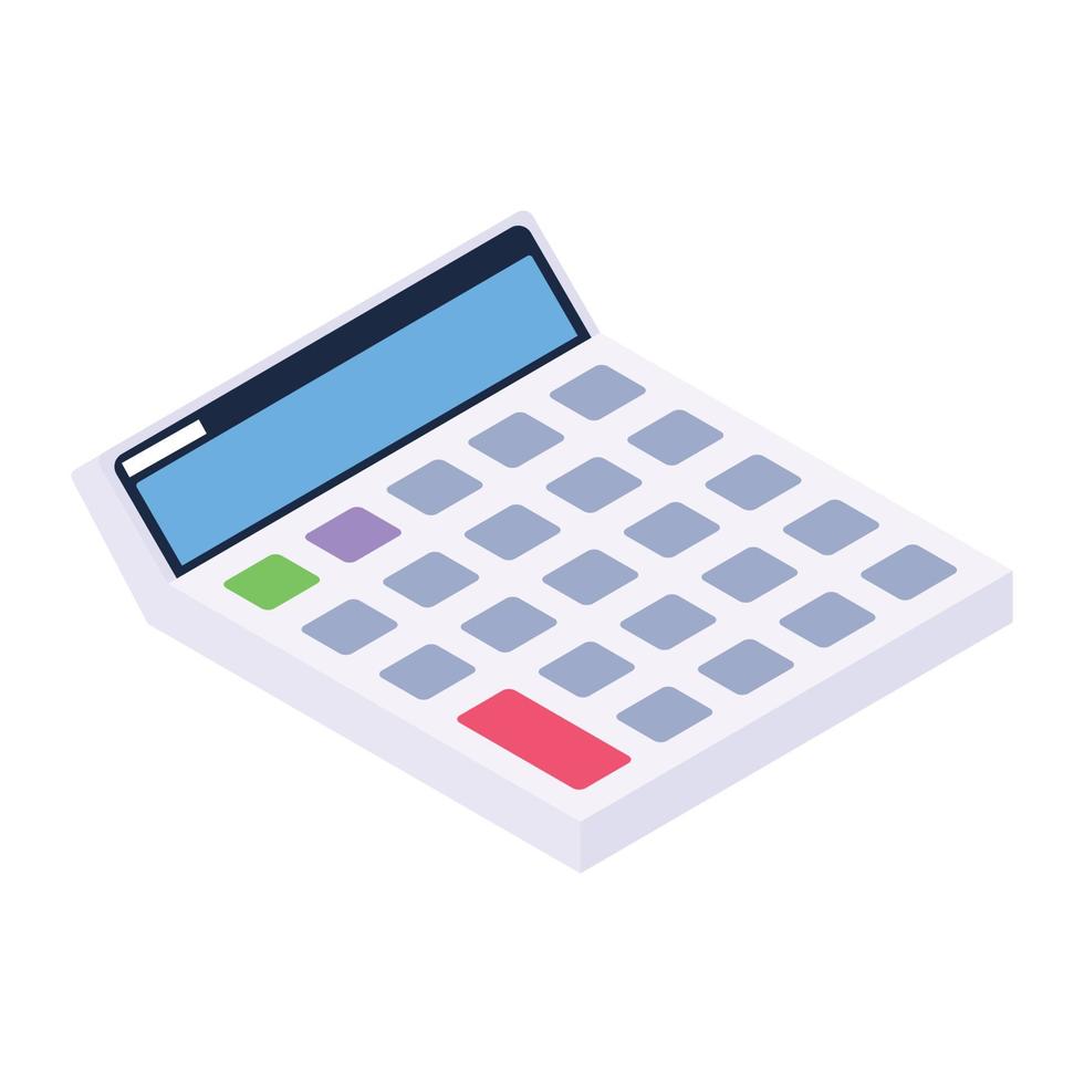 Adding machine, editable isometric vector of scientific calculator