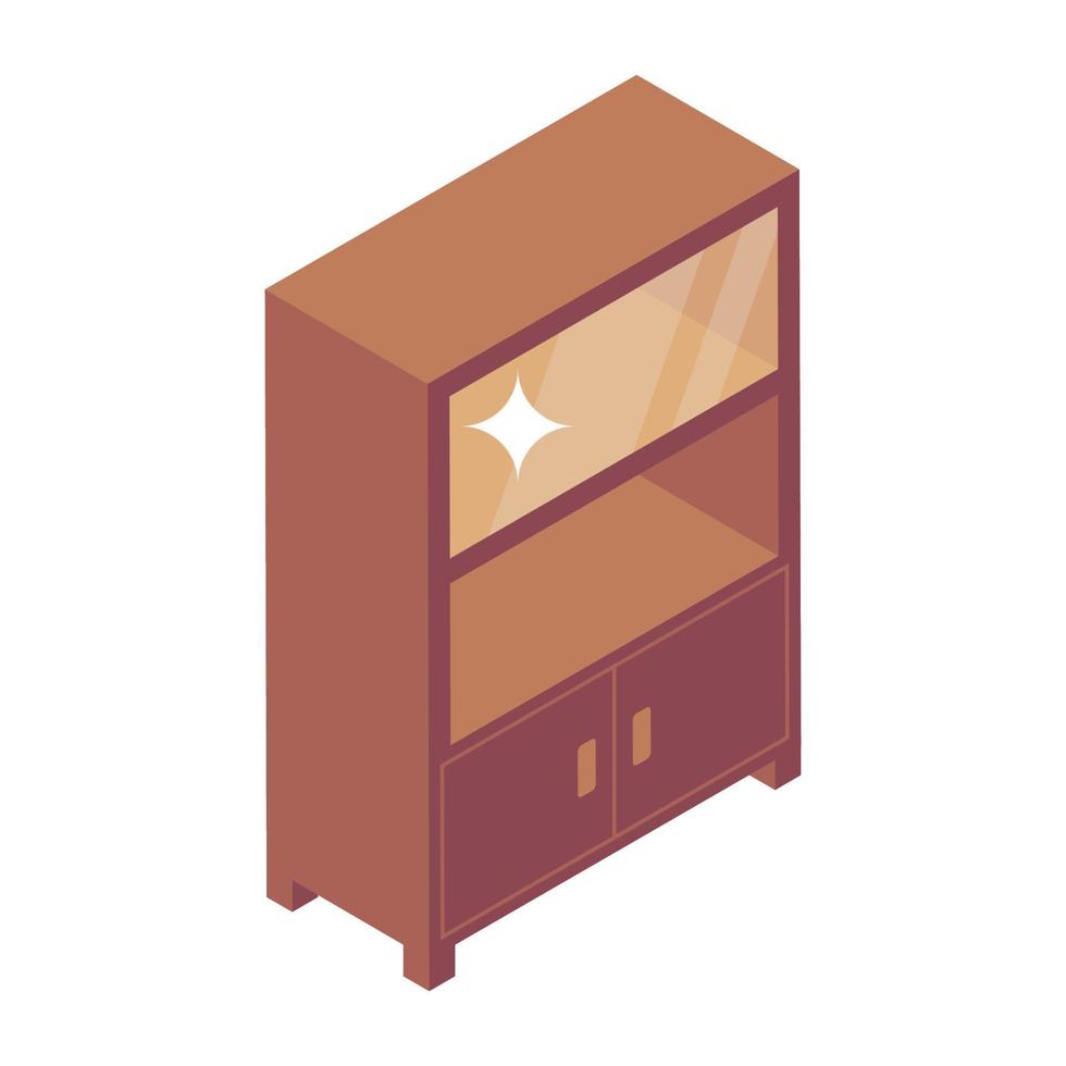 A wooden rack to store files and other things, isometric icon of office furniture vector