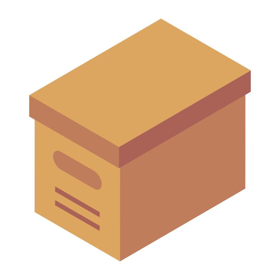 An icon of cardboard in modern isometric style, delivery parcel vector