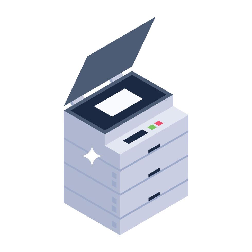 Office copying machine, isometric icon of photocopier vector