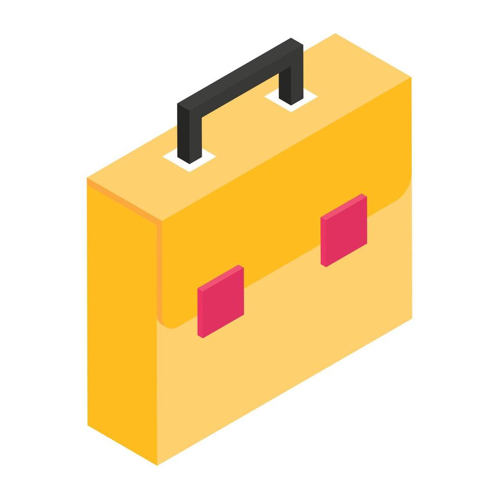 An icon design of business briefcase icon in isometric, documents bag vector