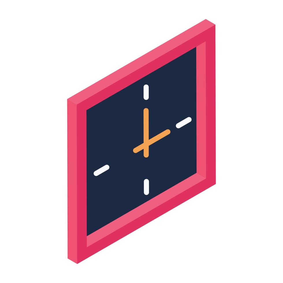 Isometric square icon of a wall clock vector