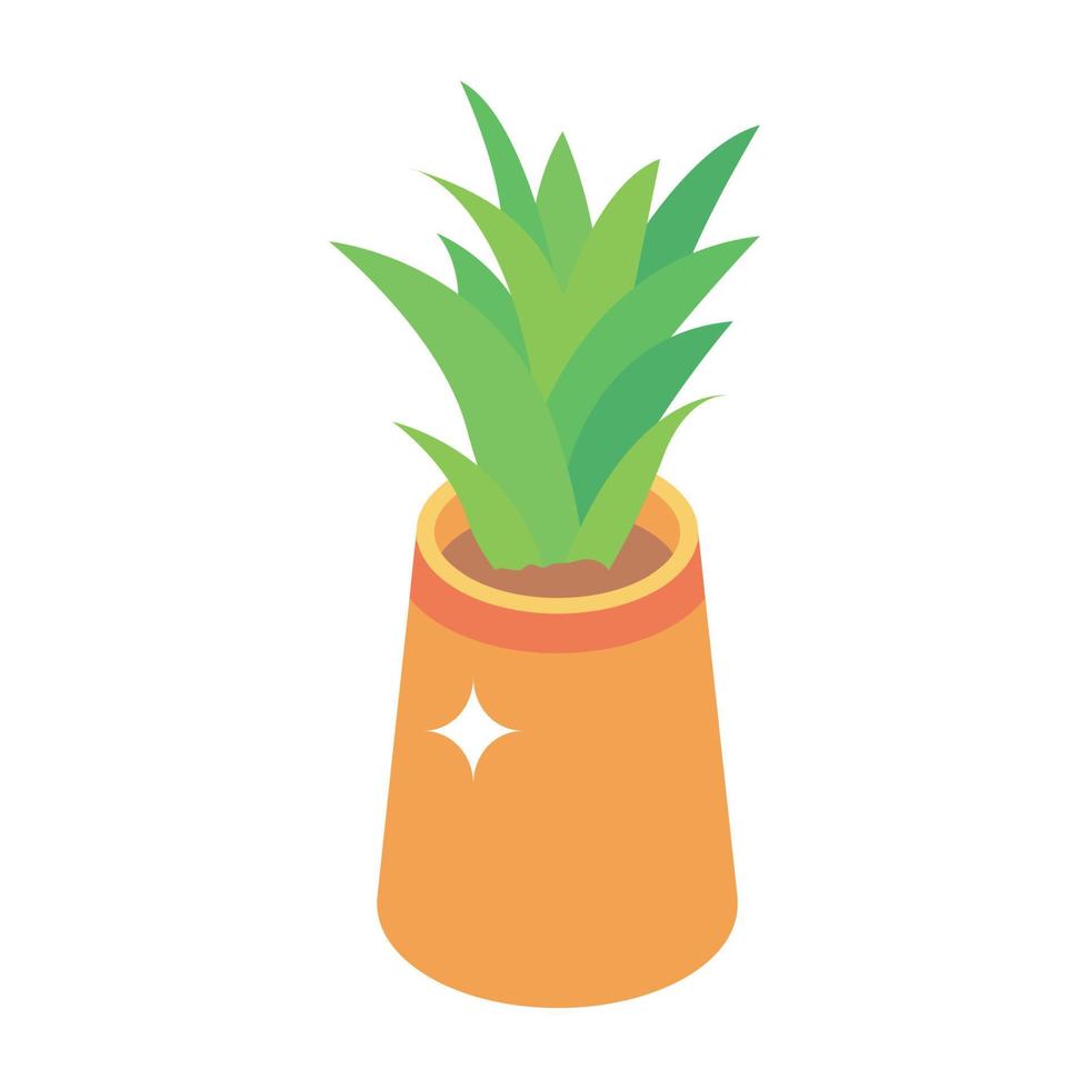 Isometric icon of indoor plant, home decor vector