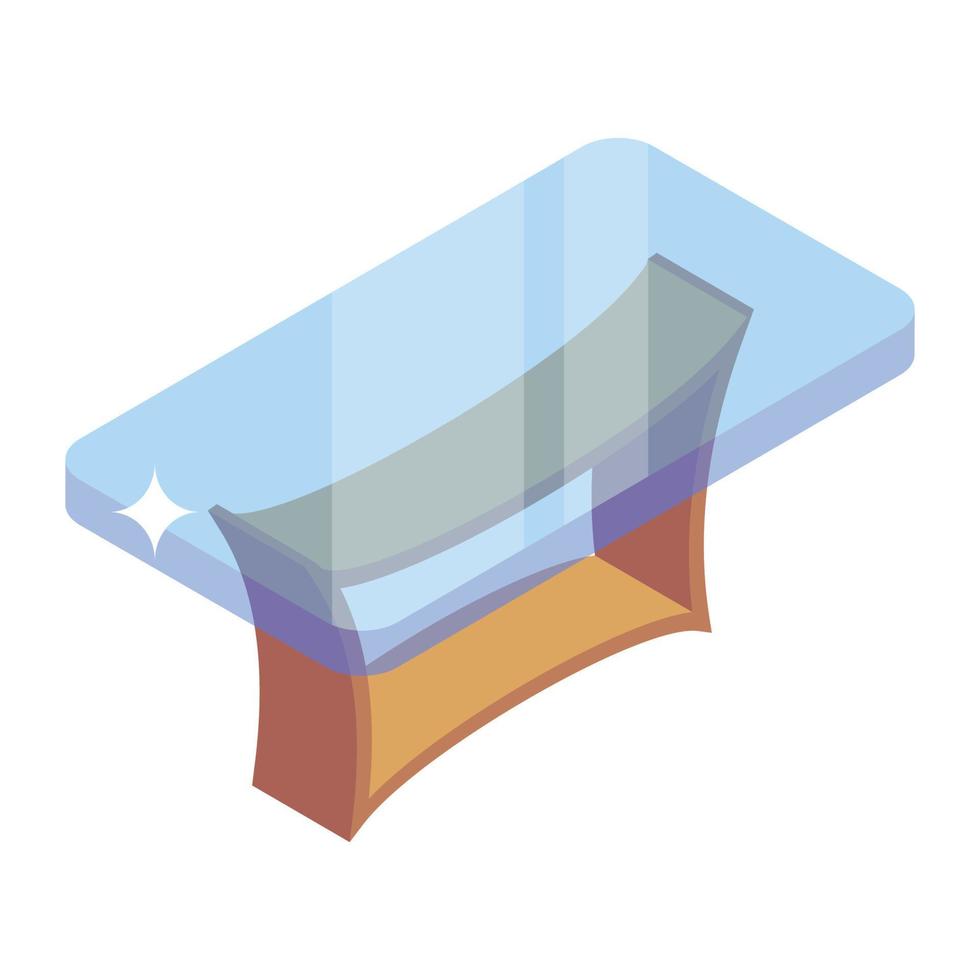 Isometric icon of table, coffee table vector