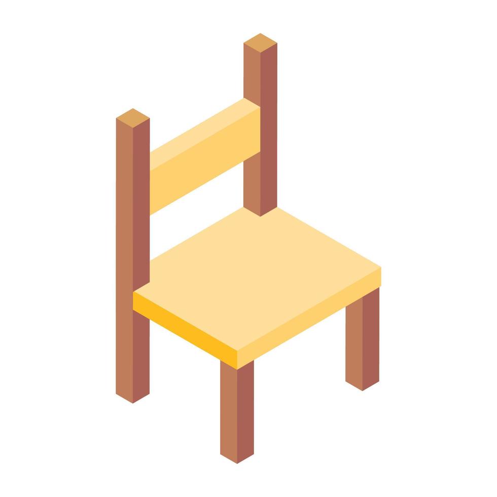 School chair icon in modern isometric style vector